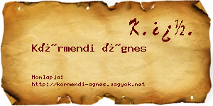 Körmendi Ágnes névjegykártya