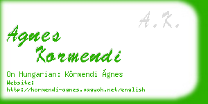 agnes kormendi business card